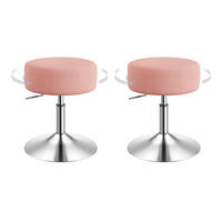 SITZHOCKER 2er Set rund, drehbar, Cord-Sitzfläche, Rosa - Silberfarben/Rosa, Textil/Metall (38.5/56/38.5cm) - Woltu