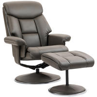 RELAXSESSEL mit Hocker, Fernsehsessel mit Liegefunktion, Wippfunktion Grau - Schwarz/Grau, Leder/Kunststoff (95/107/81cm) - HOMCOM