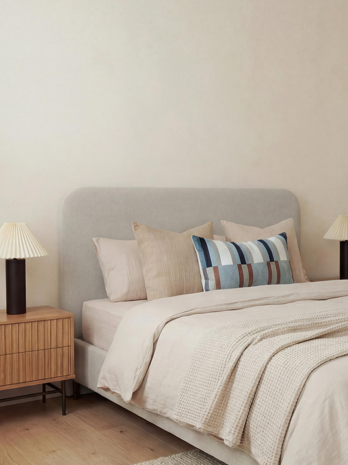 KOPFTEIL Coline Grau 195 cm x 118 cm - Grau, Textil (195/118/3cm) - Kenay Home