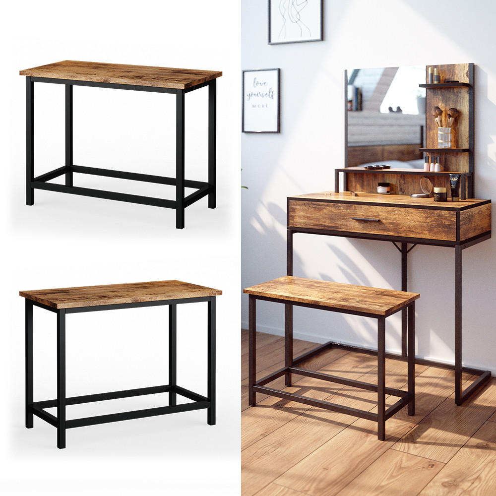 SITZBANK Fyrk Antikholz 60 cm für Schminktisch - Eichefarben/Schwarz, Holzwerkstoff (60/45/30cm) - Vicco