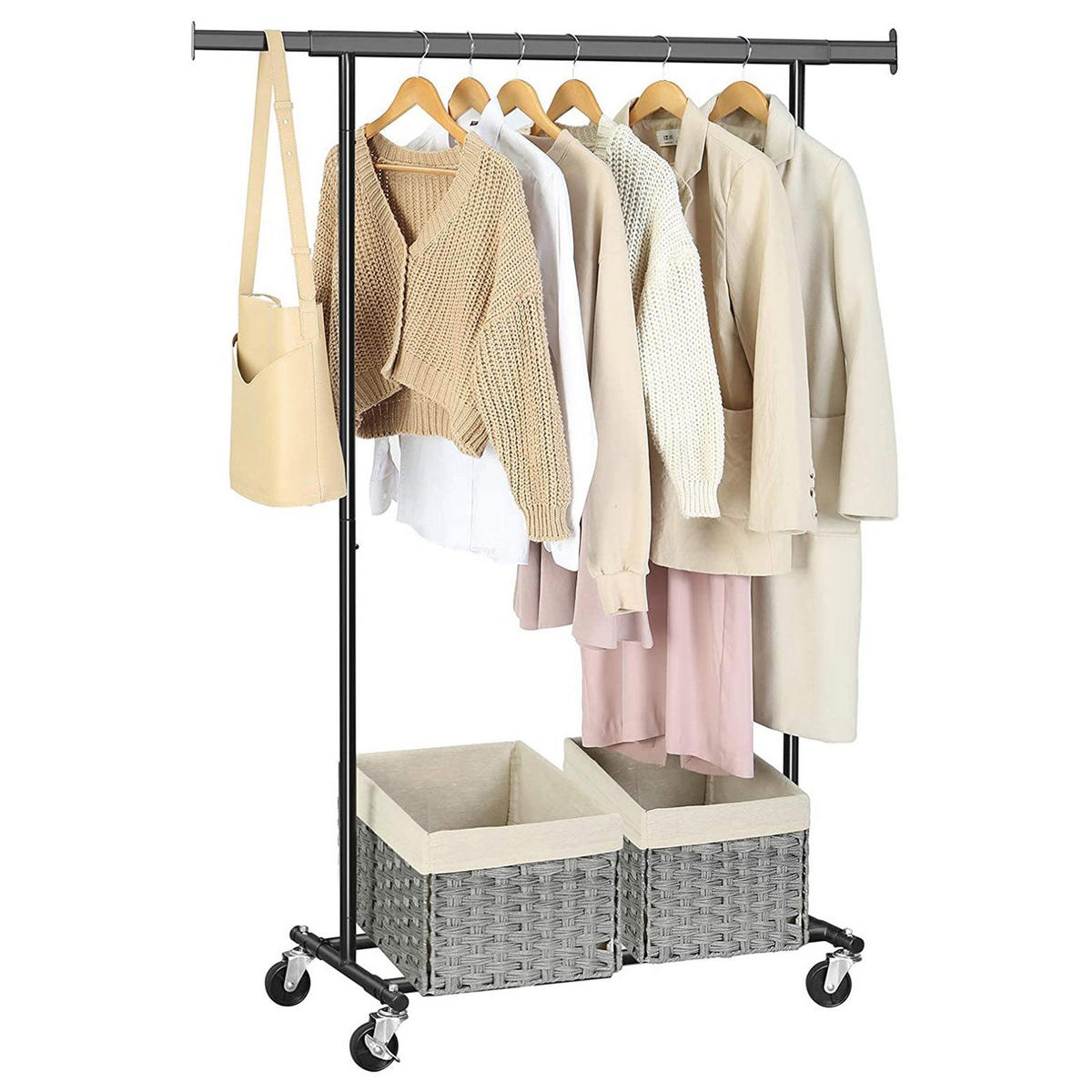 KLEIDERSTÄNDER - Schwarz, Metall (45.4/160/132cm) - Hansiro