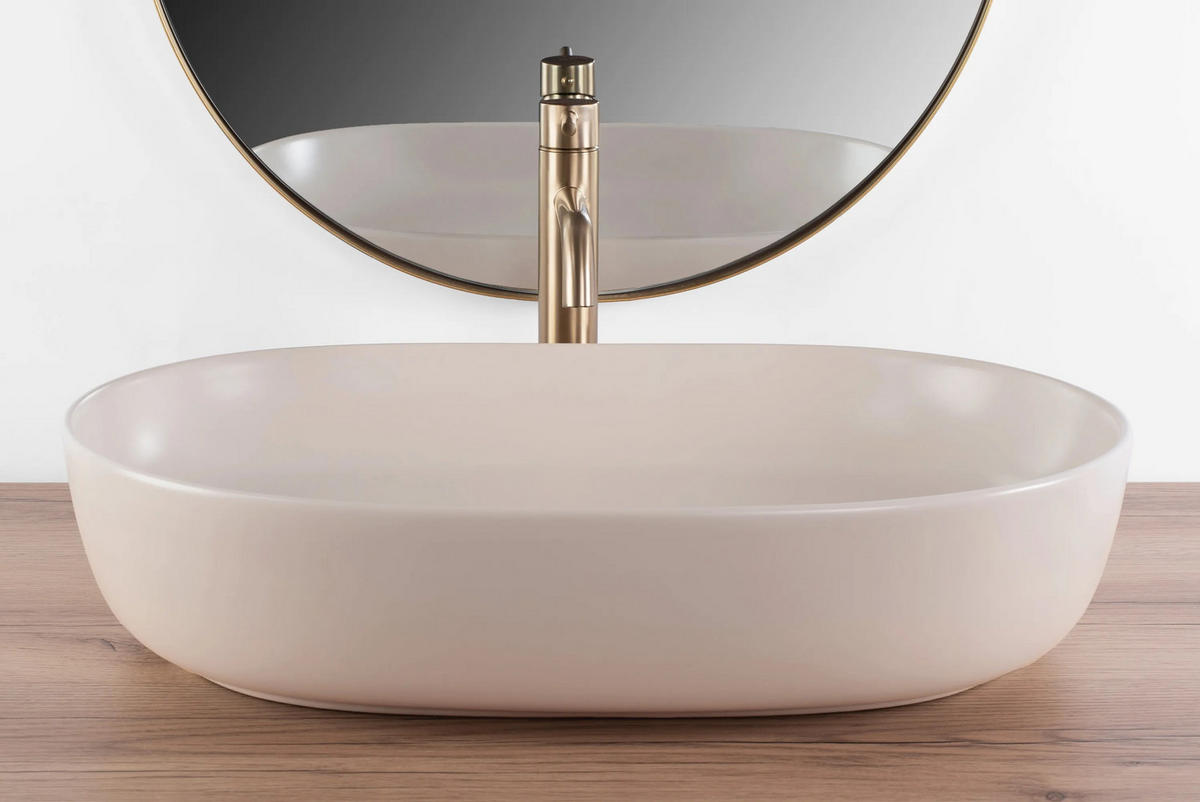 AUFSATZWASCHBECKEN CLEO 61 BEIGE MATT 60,5/41/14 cm - Beige, Keramik (60.5/14/41cm) - REA