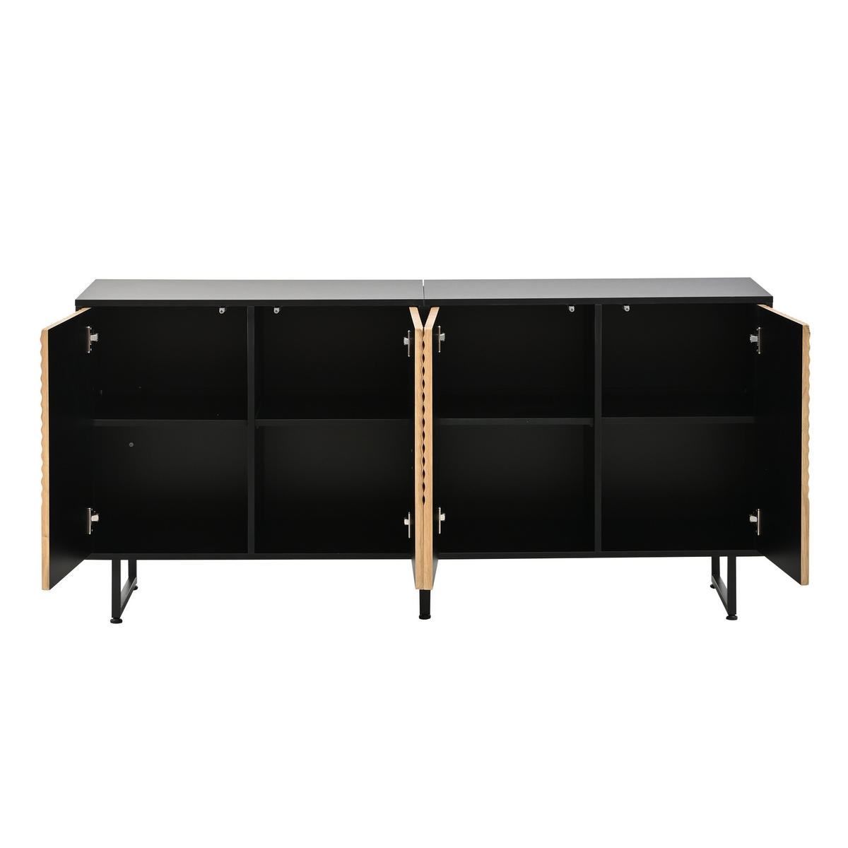 SIDEBOARD DE-37829 mit 4 Türen und Streifenmuster Holzfarbe - Naturfarben, Holzwerkstoff (160/75/40cm) - ComfortXL