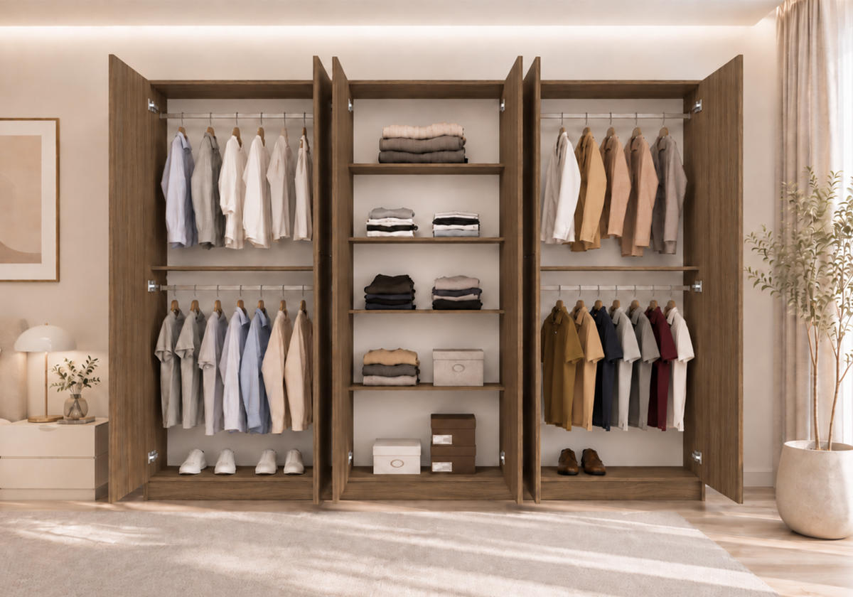 DREHTÜRENSCHRANK ROSA III 6D 230/210/55 cm 6-türig Nussbaum - Kaschmir/Nussbaumfarben, Holz/Holzwerkstoff (230/210/55cm) - imoebel24