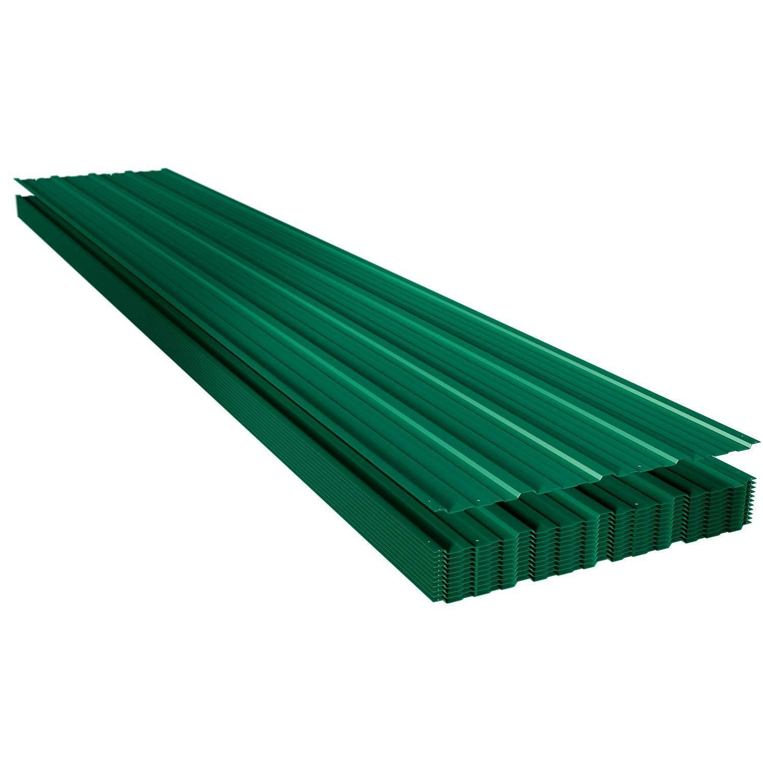 PROFILBLECH Grün 129x45 cm 12er-Set - Grün, Metall (45/129cm) - Juskys