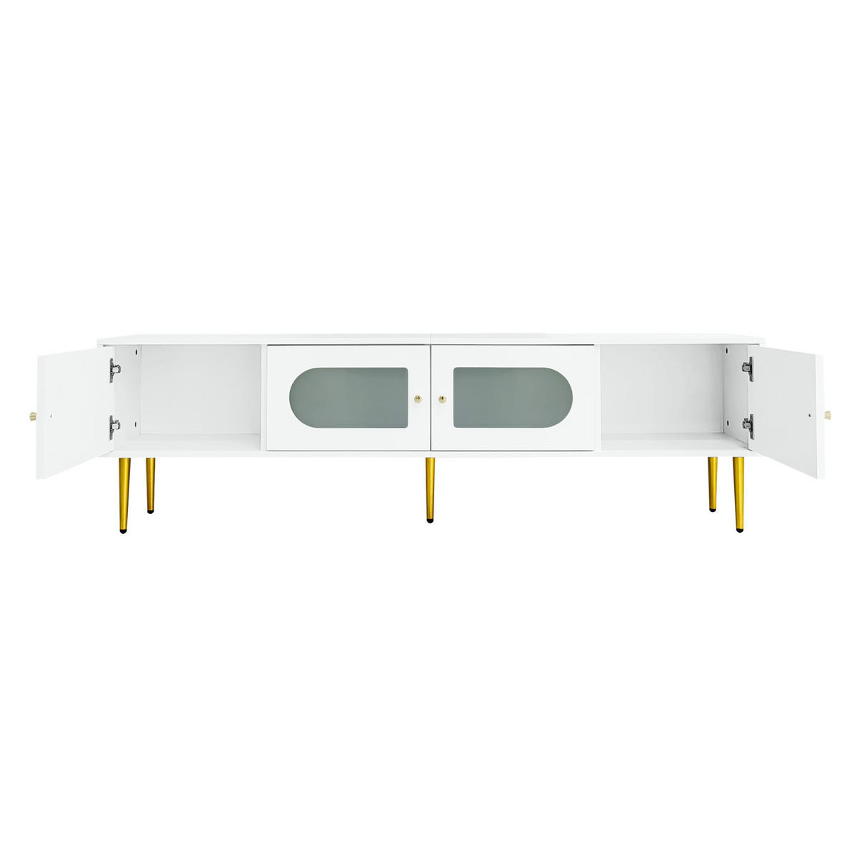 TV-LOWBOARD 170/35/50 cm mit 4 Türen, Kabeldurchlass und Soft-Close - Weiß, Holzwerkstoff (140/38/38cm) - BEAOK