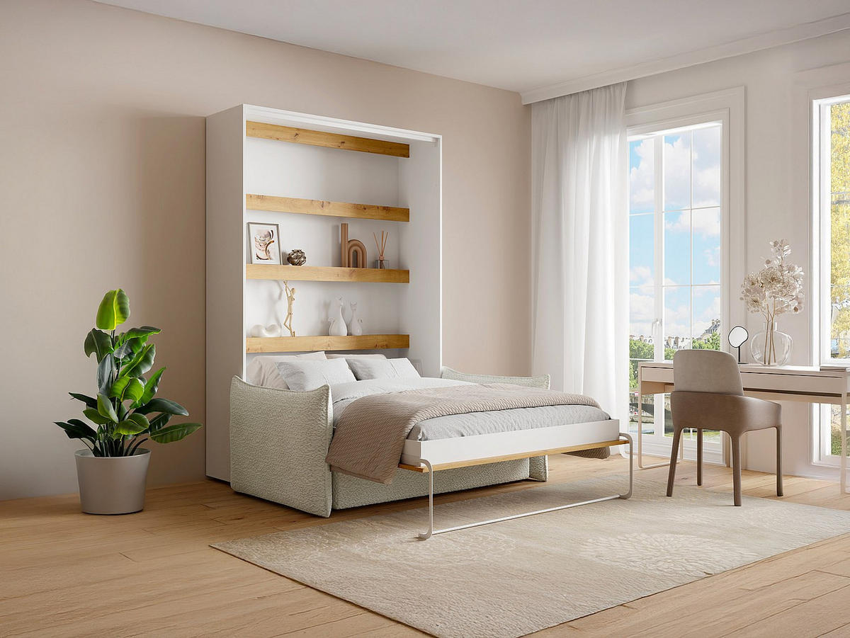 SCHRANKBETT - -Sitzer - Holz, Platte - Beige, Naturfarben Hell, Weiß - - Beige/Naturfarben, Holz (239.2/188cm) - Vente-Unique