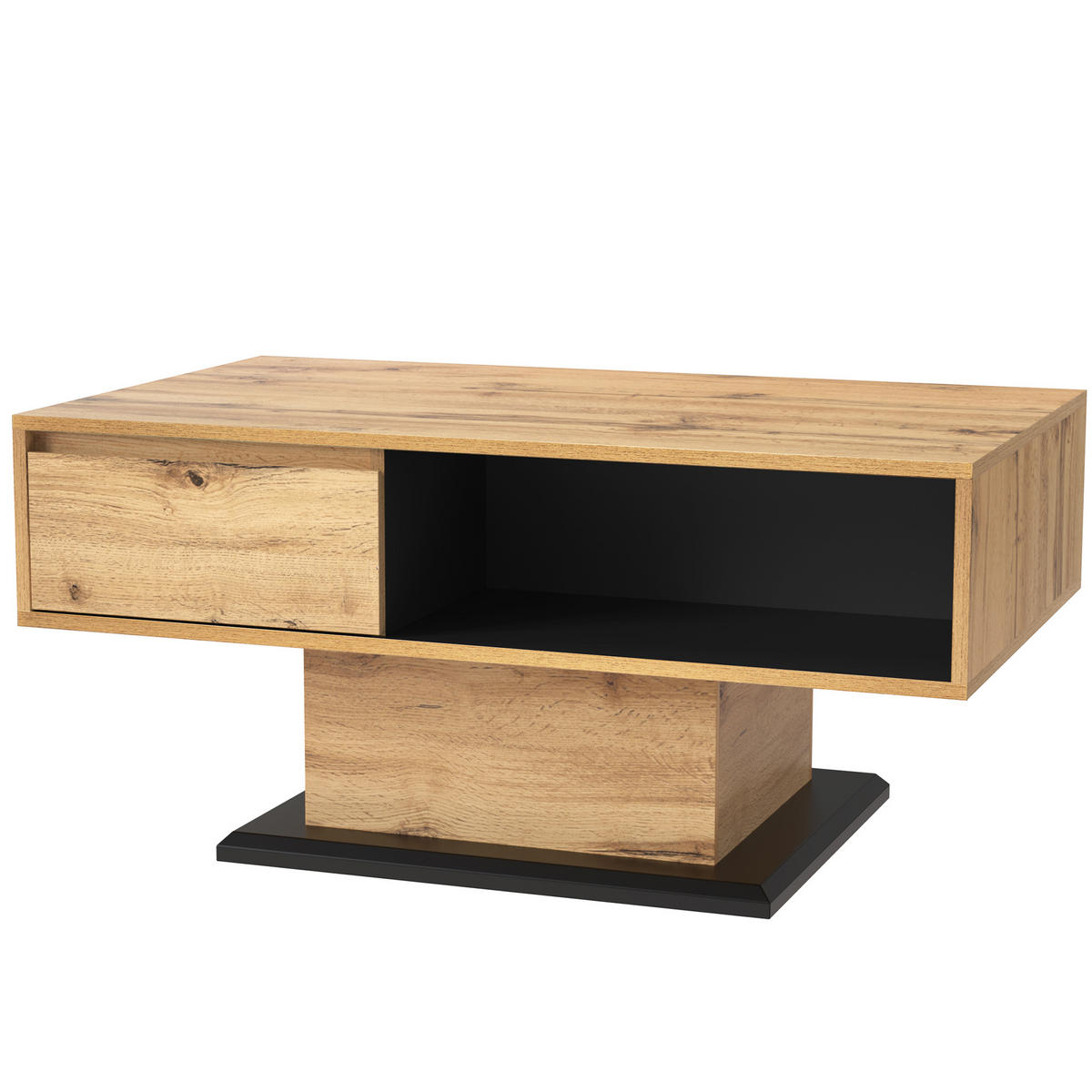 COUCHTISCH in Eichefarben mit Schublade und großem Stauraum für Wohnzimmer und Büro, B100/T60/H47 cm - Eichefarben, Holzwerkstoff (60/100/47cm) - STILVORA