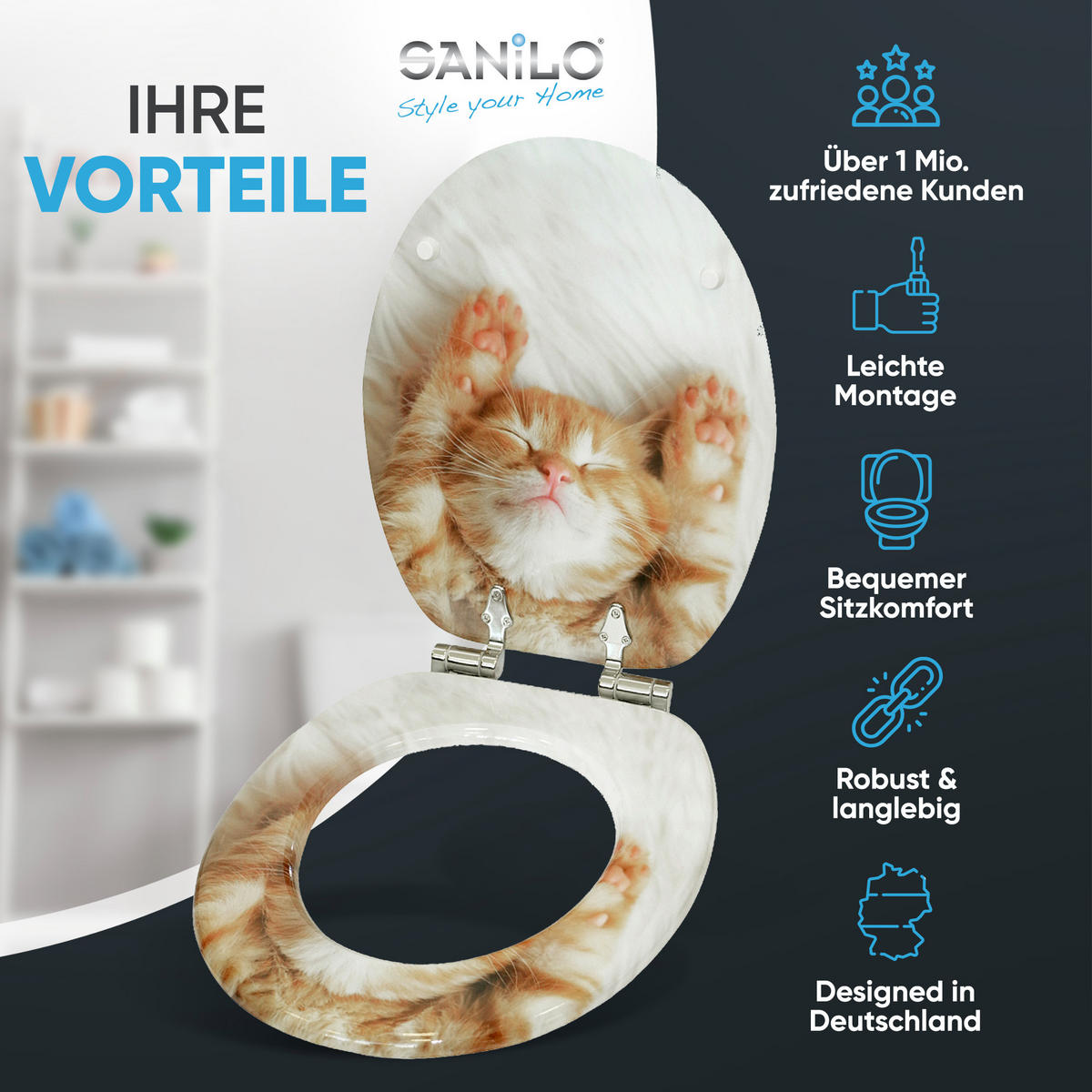 WC-SITZ mit Absenkautomatik Lilly - Braun, Holzwerkstoff (38/6/47cm) - Sanilo