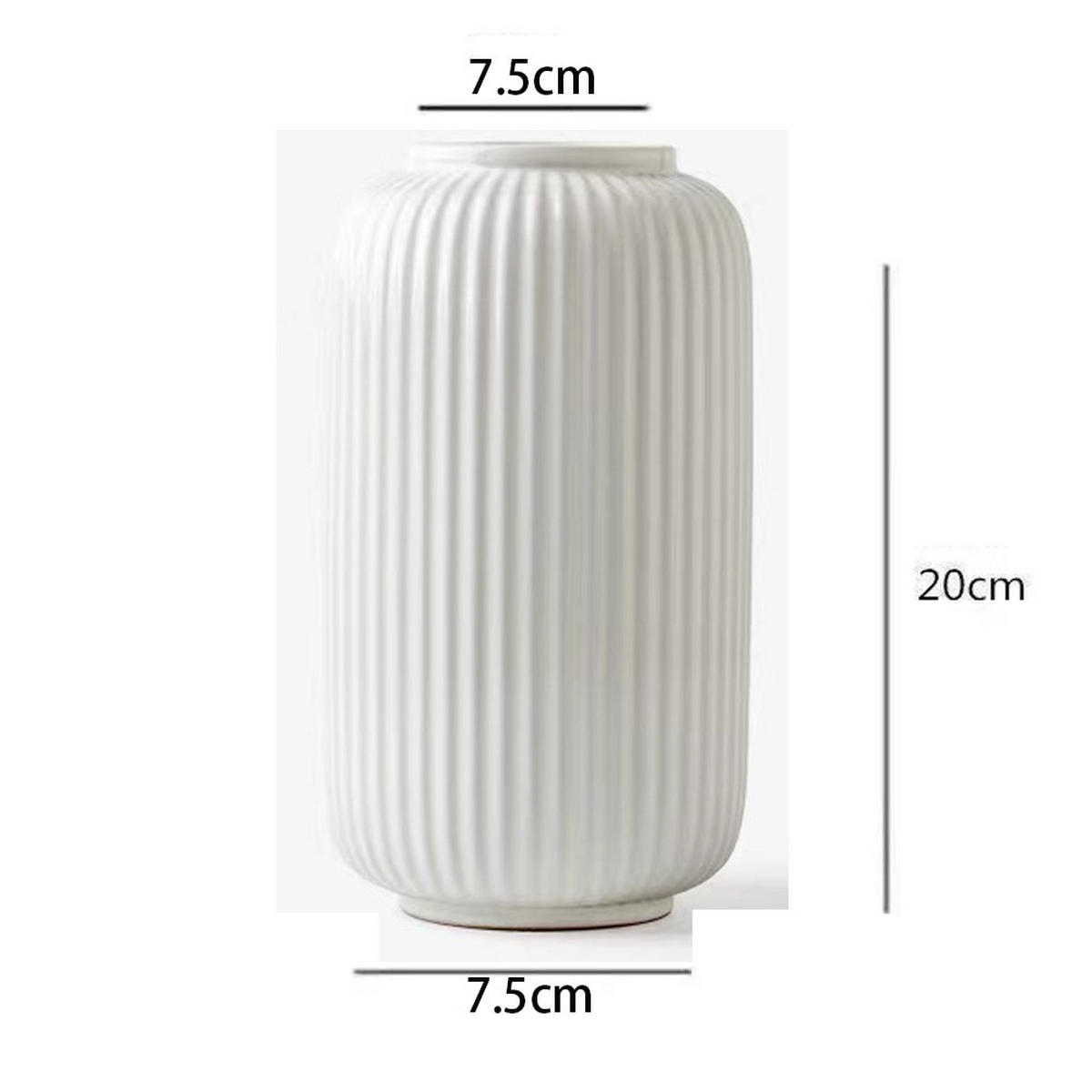 VASE 7.5 x 7.5 x 20 cm Kunststoff - Weiß, Keramik (20cm) - LIBRATON
