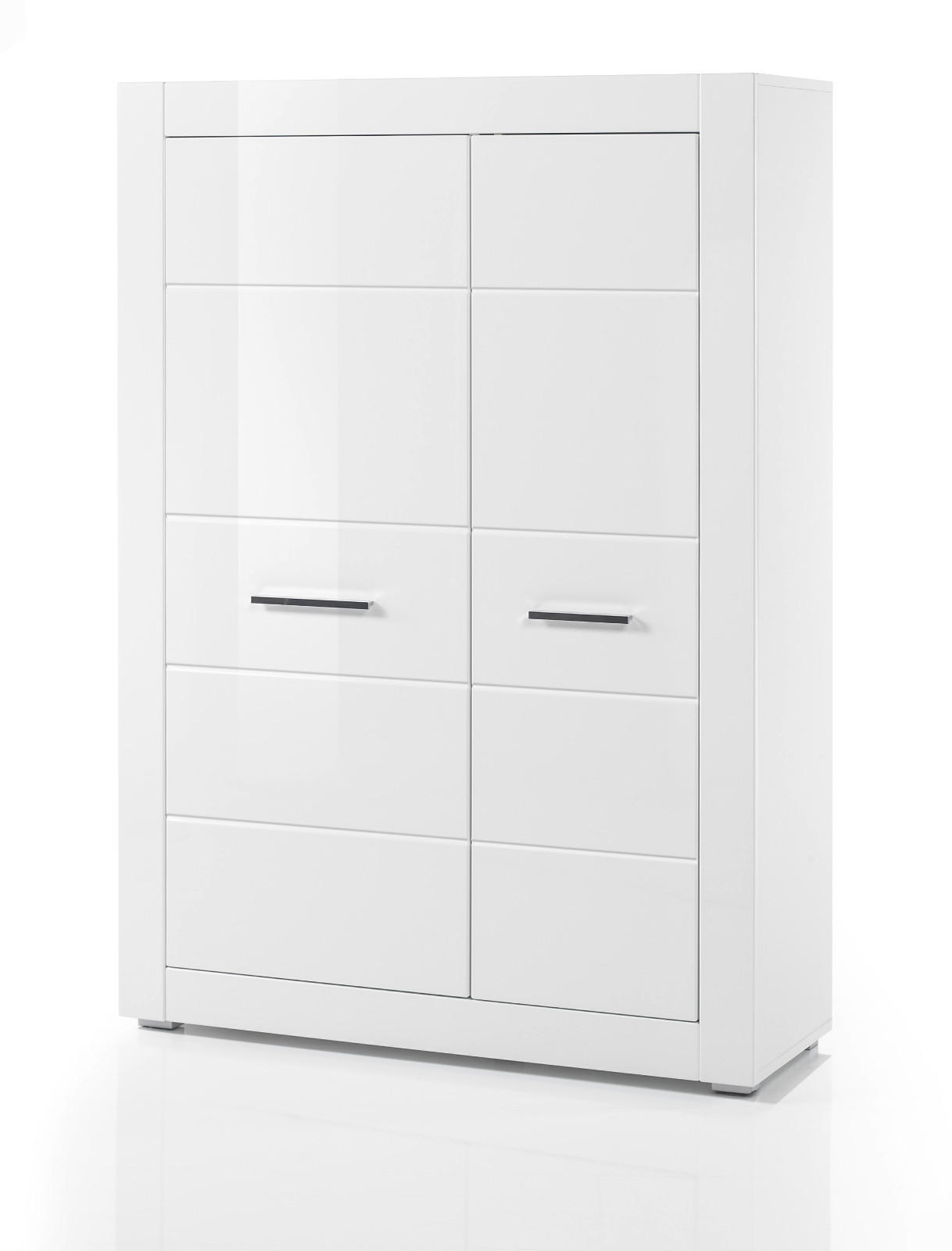 HIGHBOARD weiß Hochglanz 100 cm, Anrichte mit 6 Fächern - Chromfarben/Weiß Hochglanz, Holzwerkstoff/Kunststoff (100/142/35cm) - Furn.Design