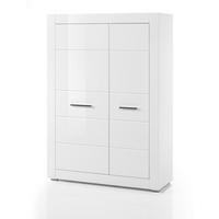 HIGHBOARD weiß Hochglanz 100 cm, Anrichte mit 6 Fächern - Chromfarben/Weiß Hochglanz, Holzwerkstoff/Kunststoff (100/142/35cm) - Furn.Design