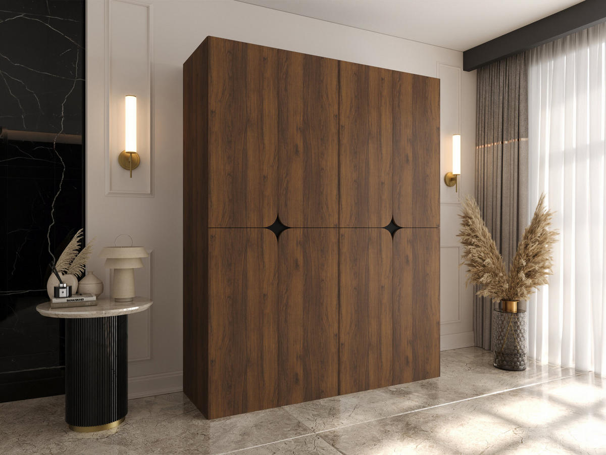 DREHTÜRENSCHRANK Espresso 160 cm - Nussbaumfarben/Schwarz, Holzwerkstoff/Kunststoff (160/203/50cm) - MIRJAN24