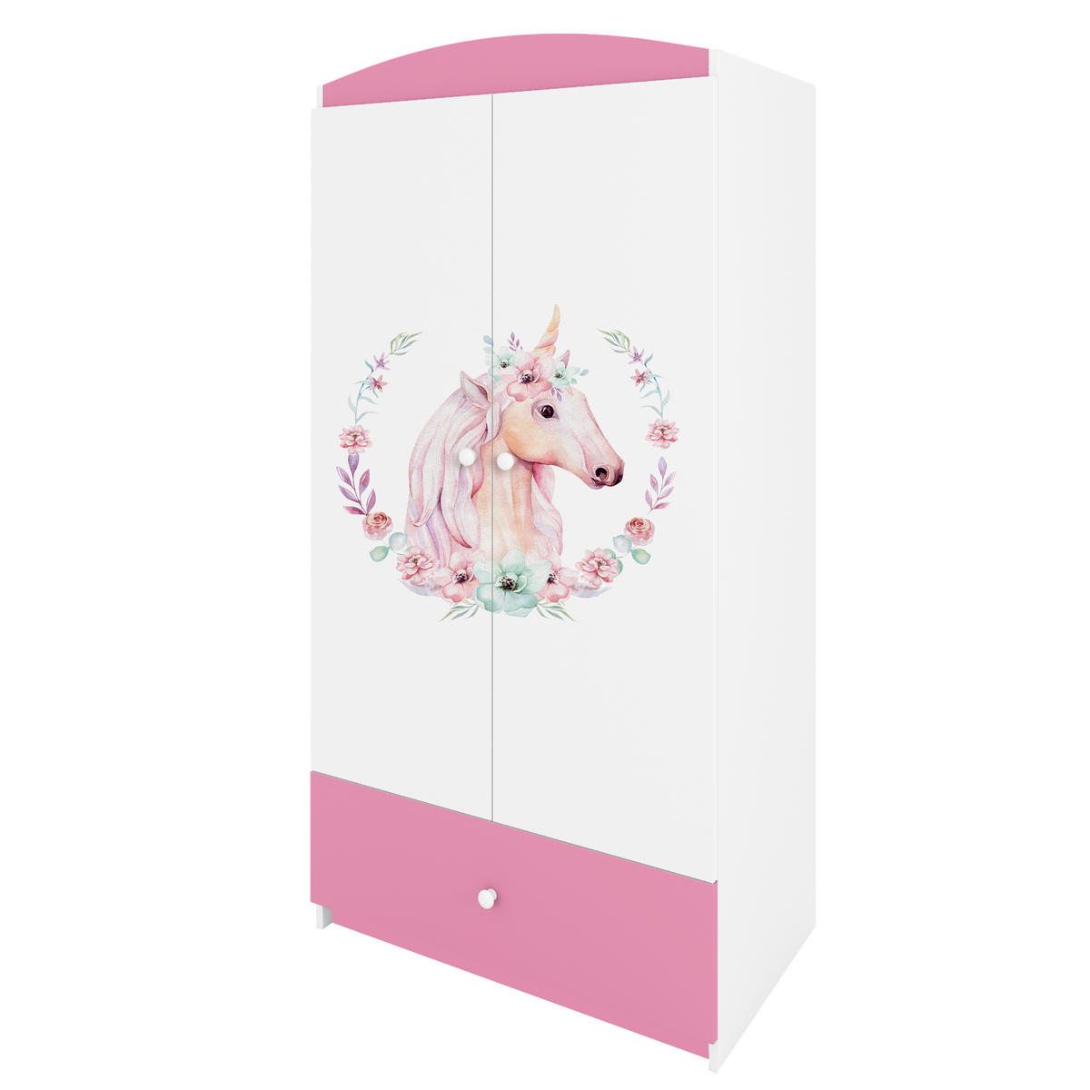 KINDERKLEIDERSCHRANK Pferd - Hellrosa, Holzwerkstoff (90/175/52cm) - RAUMHIRSCH FURNITURE