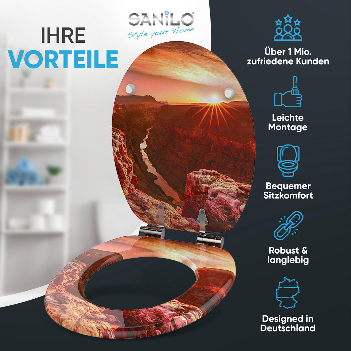 WC-SITZ mit Absenkautomatik Grand Canyon - Orange, Holzwerkstoff (38/6/47cm) - Sanilo