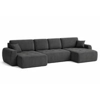 ECKSOFA Mit Schlaffunktion Und Bettkasten U-Form Ivo U, Cordstoff Poso, Grau - Grau, Holz (342/142cm) - Kaiser Möbel