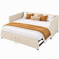 TAGESBETT 90/180/200 cm,Ausziehbar Schlafsofa,Beige - Beige, Holz/Metall (180/200cm) - PARAFTA HOME