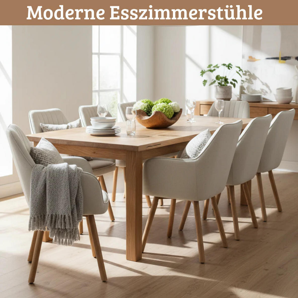 ESSZIMMERSTÜHLE 2er-Set ELLA Stoffbezug Beige Eichenholz - Beige, Eichenholz/Holz (47/85/47cm) - DELUKE