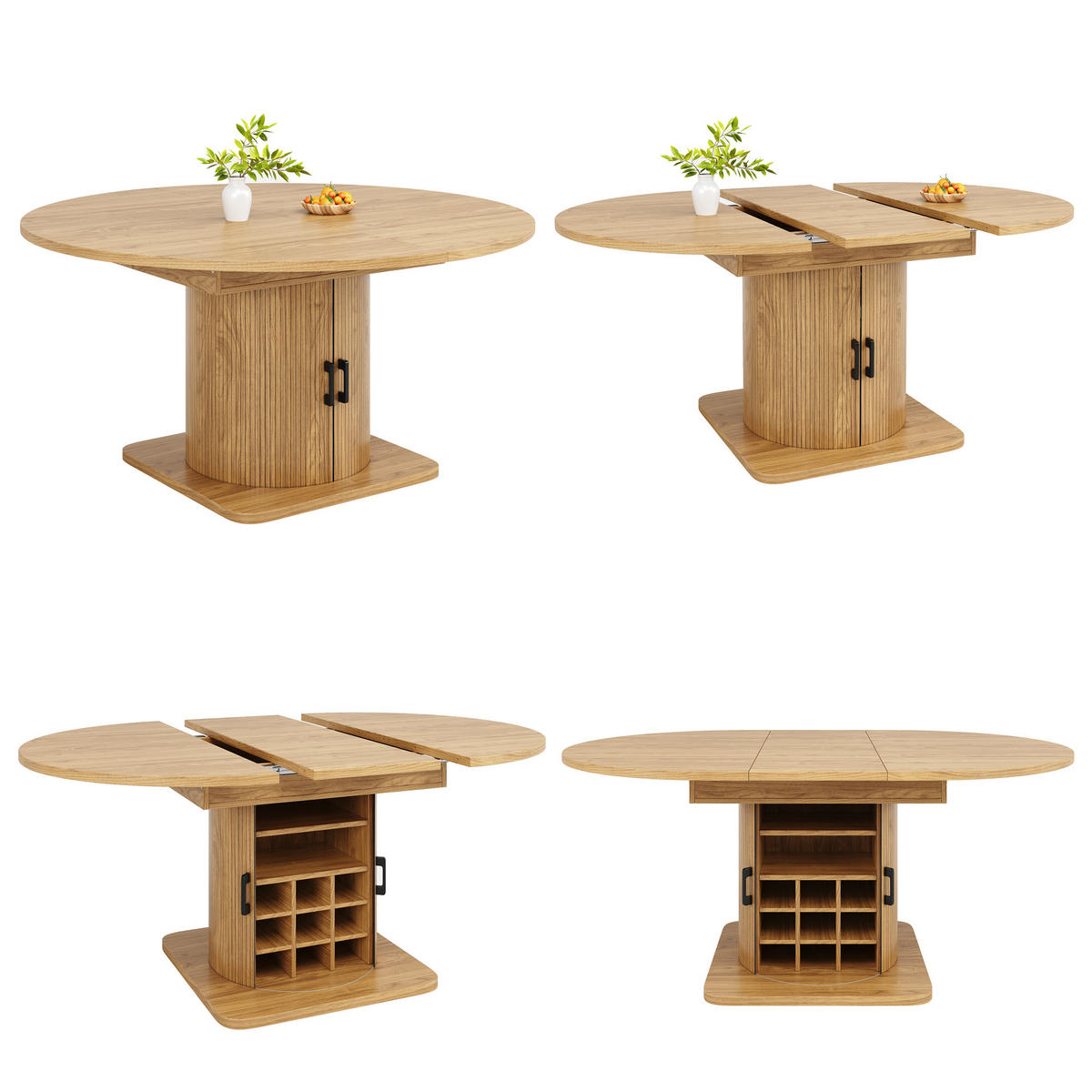 AUSZIEHTISCH Naturbraun 118-158/118/76 cm - Hellbraun, Holz (118/118/76cm) - PANGIVO