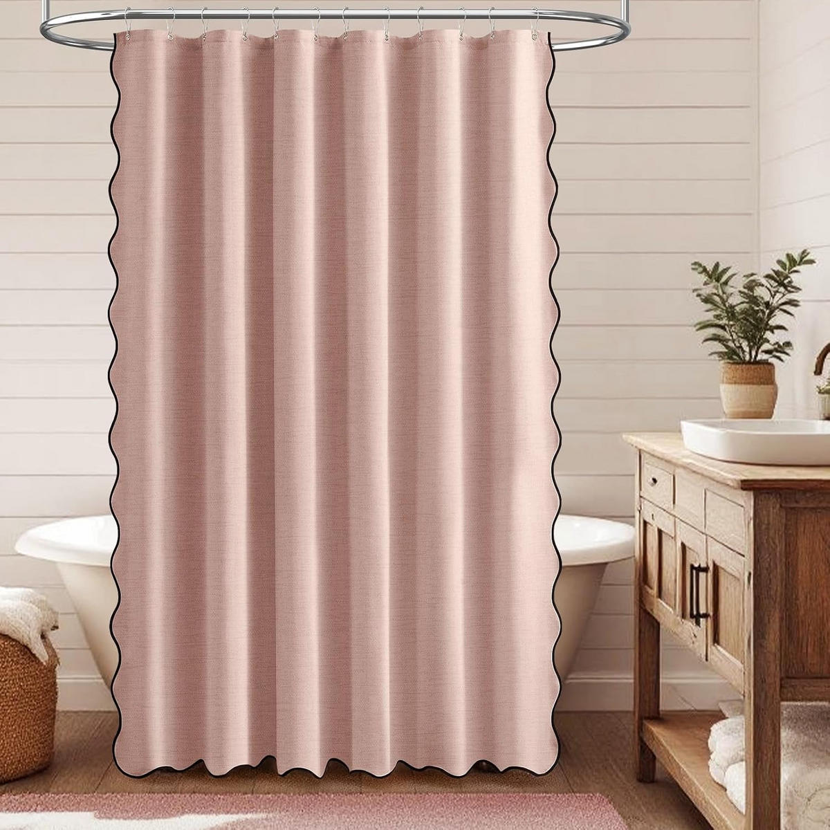 DUSCHVORHANG, rosa, Struktur in Leinenoptik, 180 x 180 cm - Rosa, Textil (180/180cm)