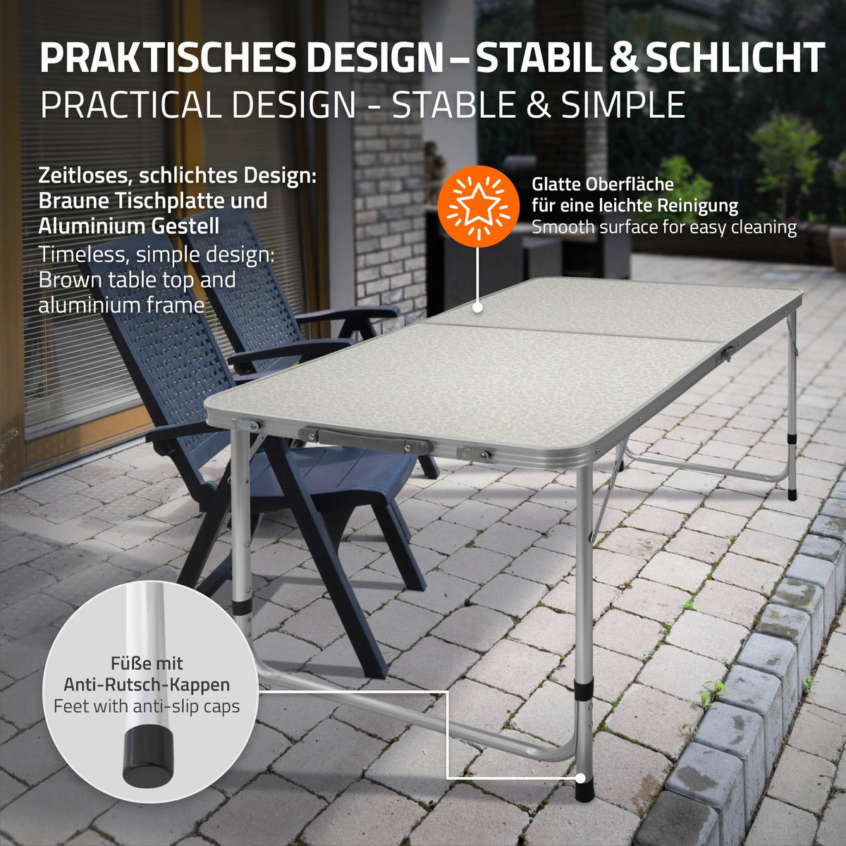 CAMPINGTISCH - Creme, Holzwerkstoff (120/60/70cm) - ECD-Germany