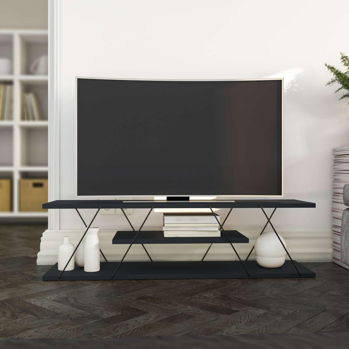 TV-MÖBEL April Anthrazit - Anthrazit, Holz (120/33/30cm) - Habitat Garten
