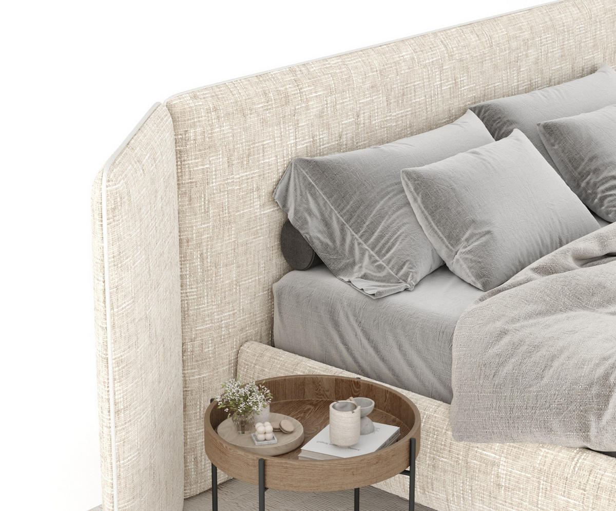 POLSTERBETT Tokyo Creme 140/200 cm - Creme/Naturfarben, Holz/Holzwerkstoff (140/200cm) - Maison de Reve