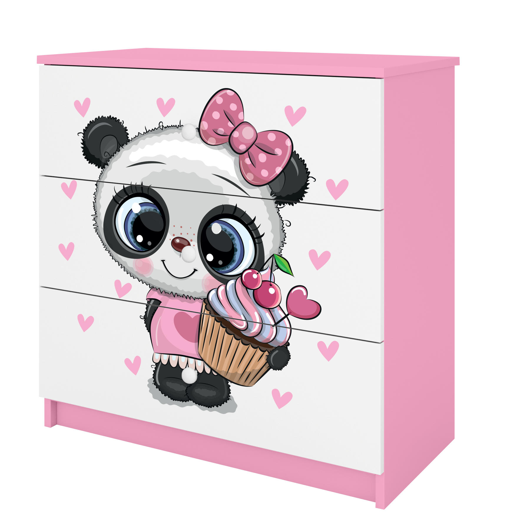 KOMMODE Babydreams Panda 81/81/41 - Rosa, Holzwerkstoff (81/81/41cm) - RAUMHIRSCH FURNITURE