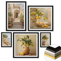 WANDBILDER 5er-Set - 50x50 cm & 20x30 cm & 40x60 cm Schwarzer Rahmen - Frische, farbenfrohe Zitrusfrüchte - Schwarz, Kunststoff (40/60cm) - ArtPrintCave