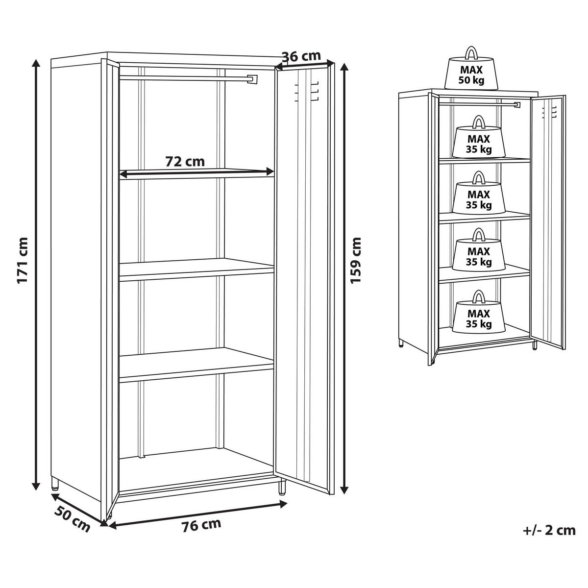 GARDEROBENSCHRANK Stahl rot matt 4 Fächer Varna - Rot, Metall (76/171/50cm) - Beliani