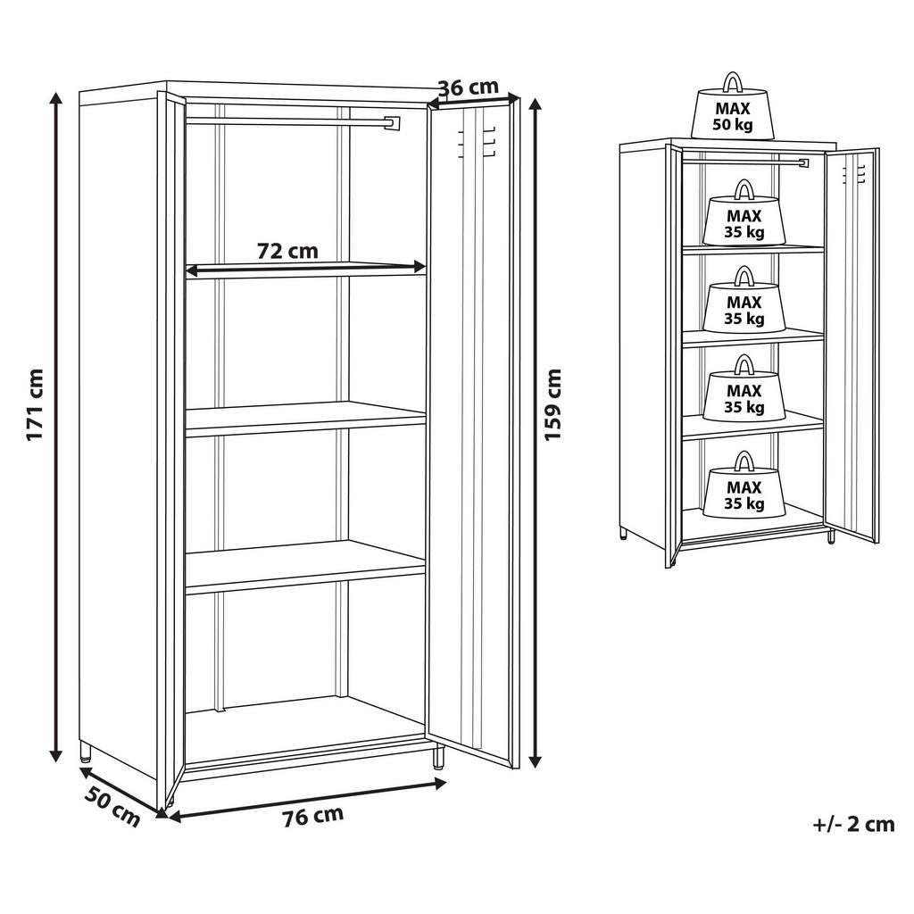 Thumbnail - Beliani Garderobenschrank, Grün, Metall, 4 Fächer, 76x171x50 cm, Garderobe, Garderobenschränke, Garderobenschränke