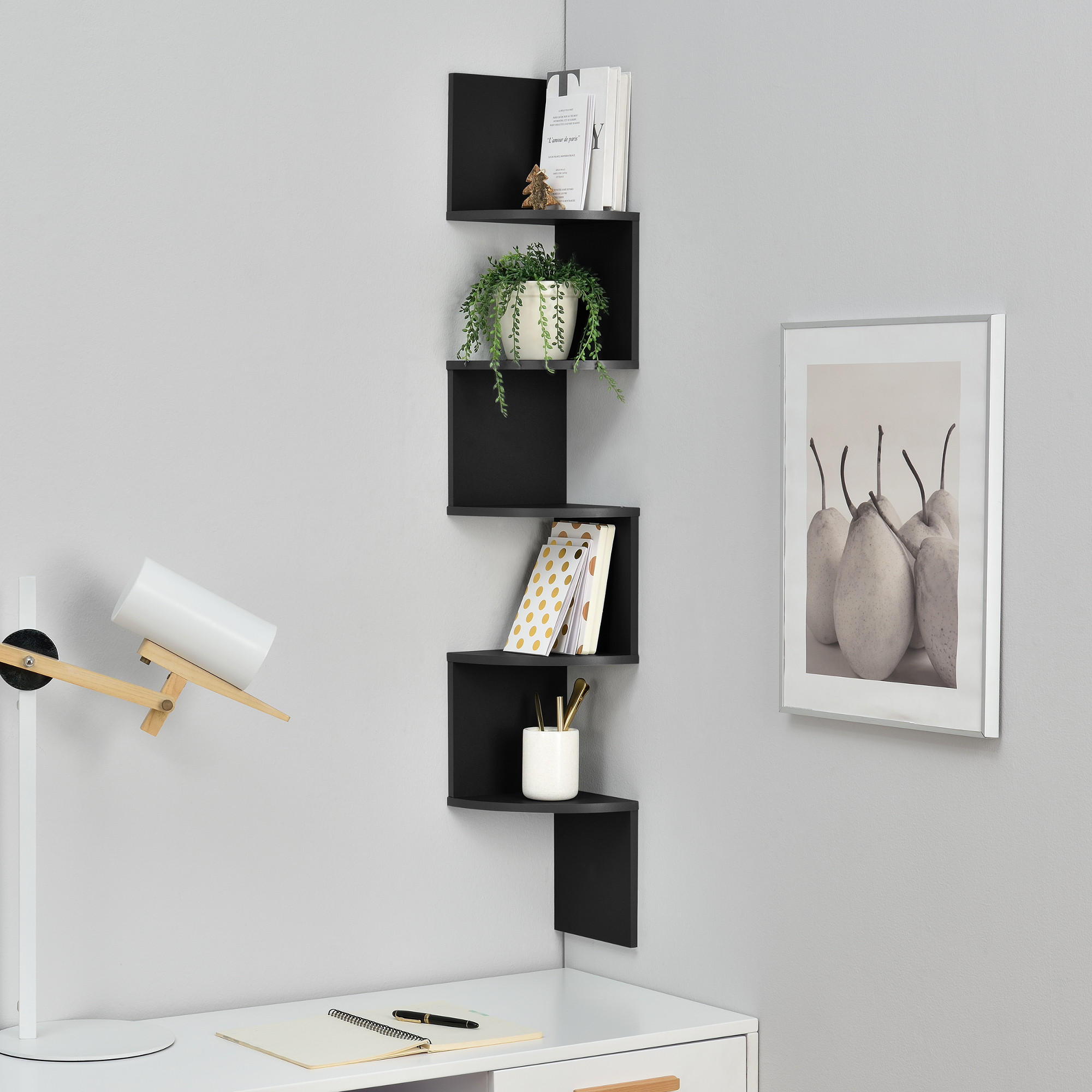 WANDREGAL Greiz - Schwarz, Holzwerkstoff (123/19.5/19.5cm) - [en.casa]