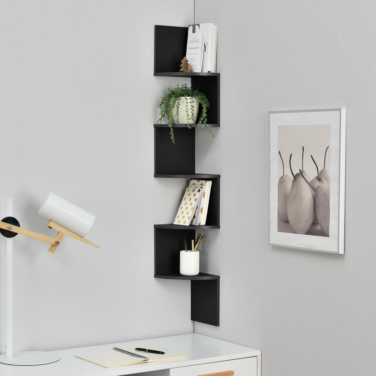 WANDREGAL Greiz - Schwarz, Holzwerkstoff (123/19.5/19.5cm) - [en.casa]