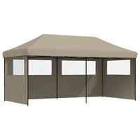 PARTYZELT Faltbar Pop-Up Mit 3 Seitenteilen Taupe - Schwarz, Textil (292/315/580cm) - vidaXL