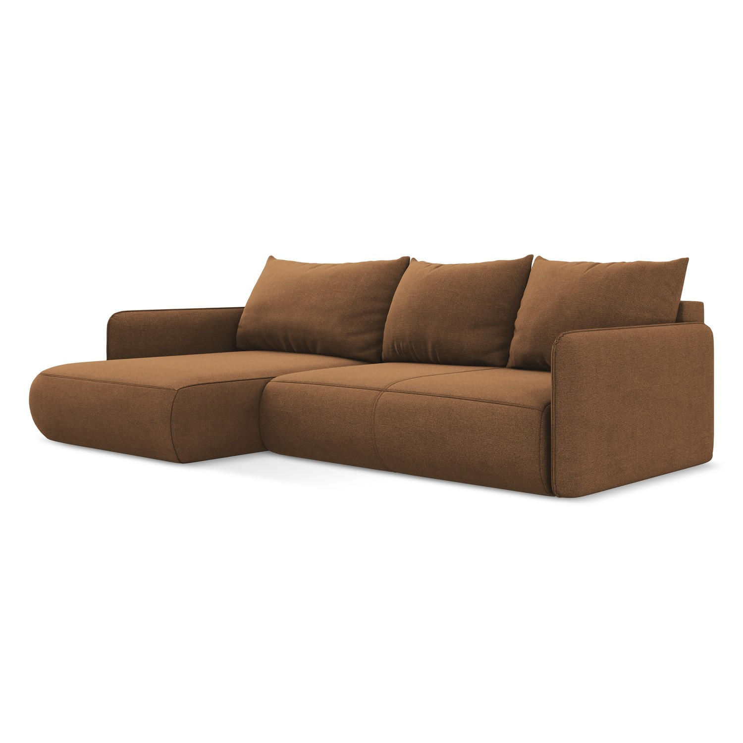 ECKSOFA mit Schlaffunktion Strukturstoff Stoff Orange - Terracotta/Schwarz, Kunststoff/Textil (148/240cm) - LaMiaSofa