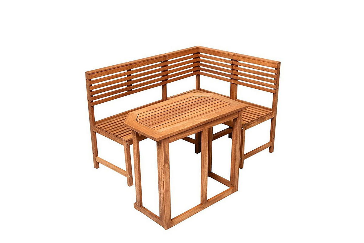 GARTENSET Saigon Eckbank & Tisch - Eukalyptusholzfarben, Holz - Sedex