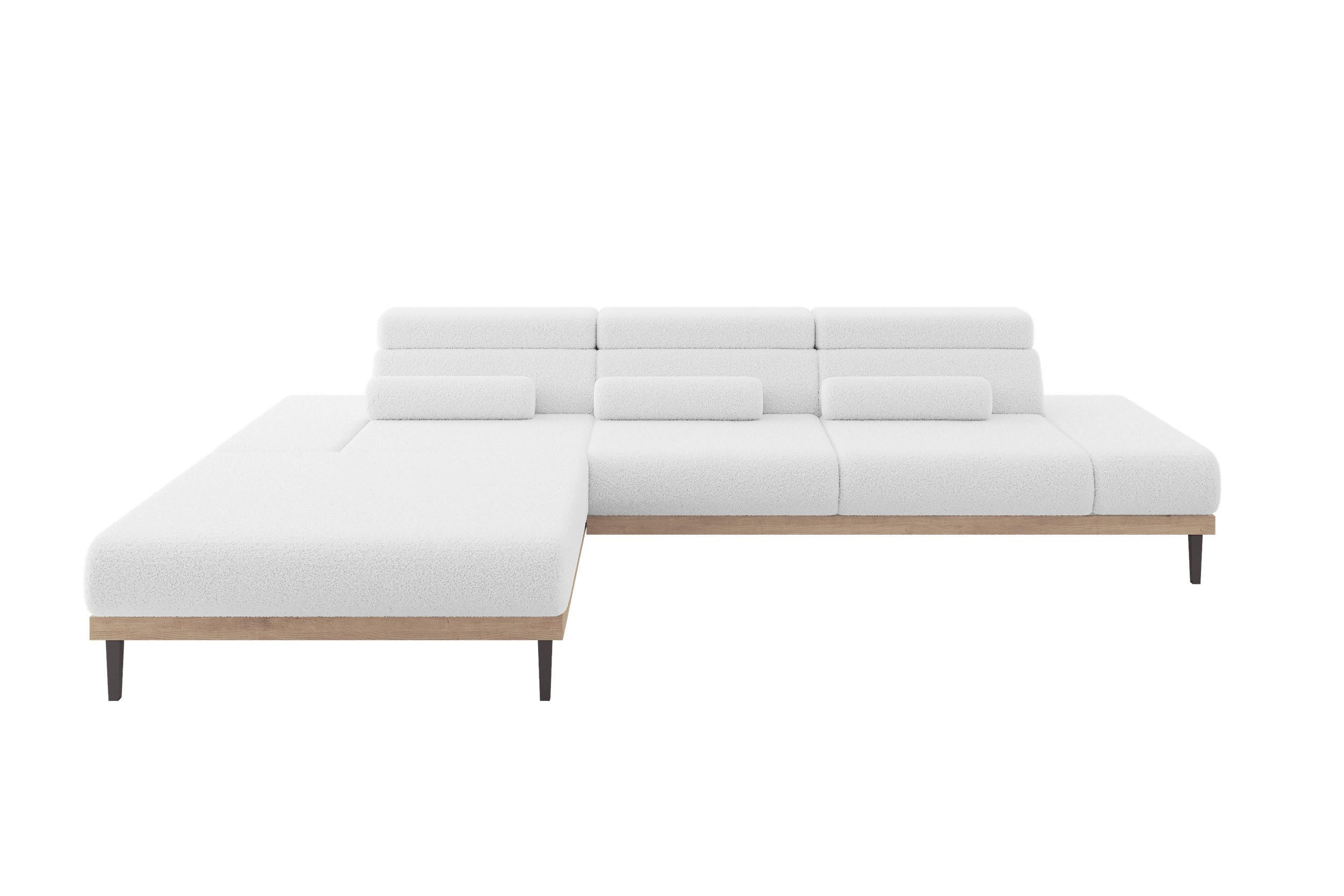 ELEKTRISCHES ECKSOFA Links MONA 316x205x85 Weiß Bouclé - Weiß, Holzwerkstoff/Textil (316/205cm) - ALTDECOR