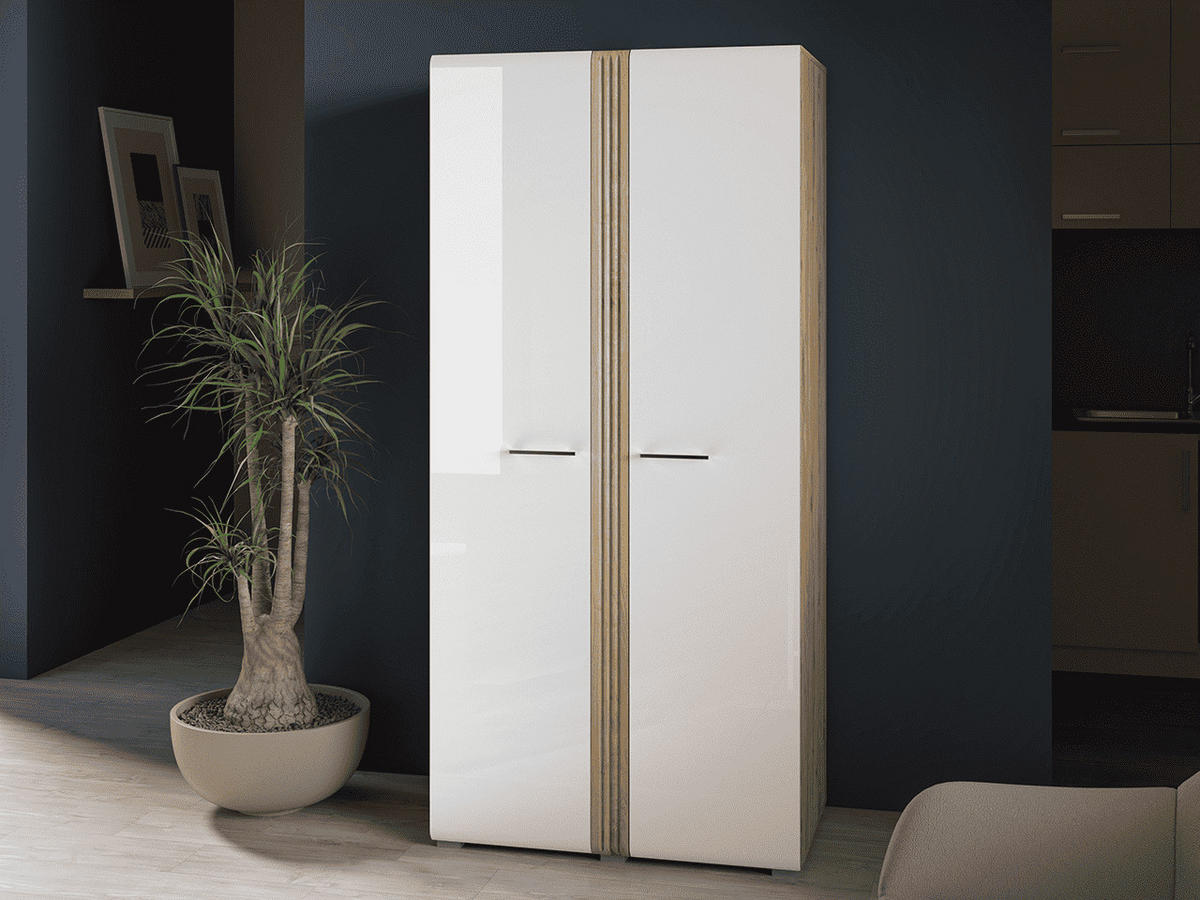 KLEIDERSCHRANK – 92 cm – Adagio – Weiß / Eichefarben - Eichefarben/Weiß, Holzwerkstoff (92/196/56cm) - hi-markt