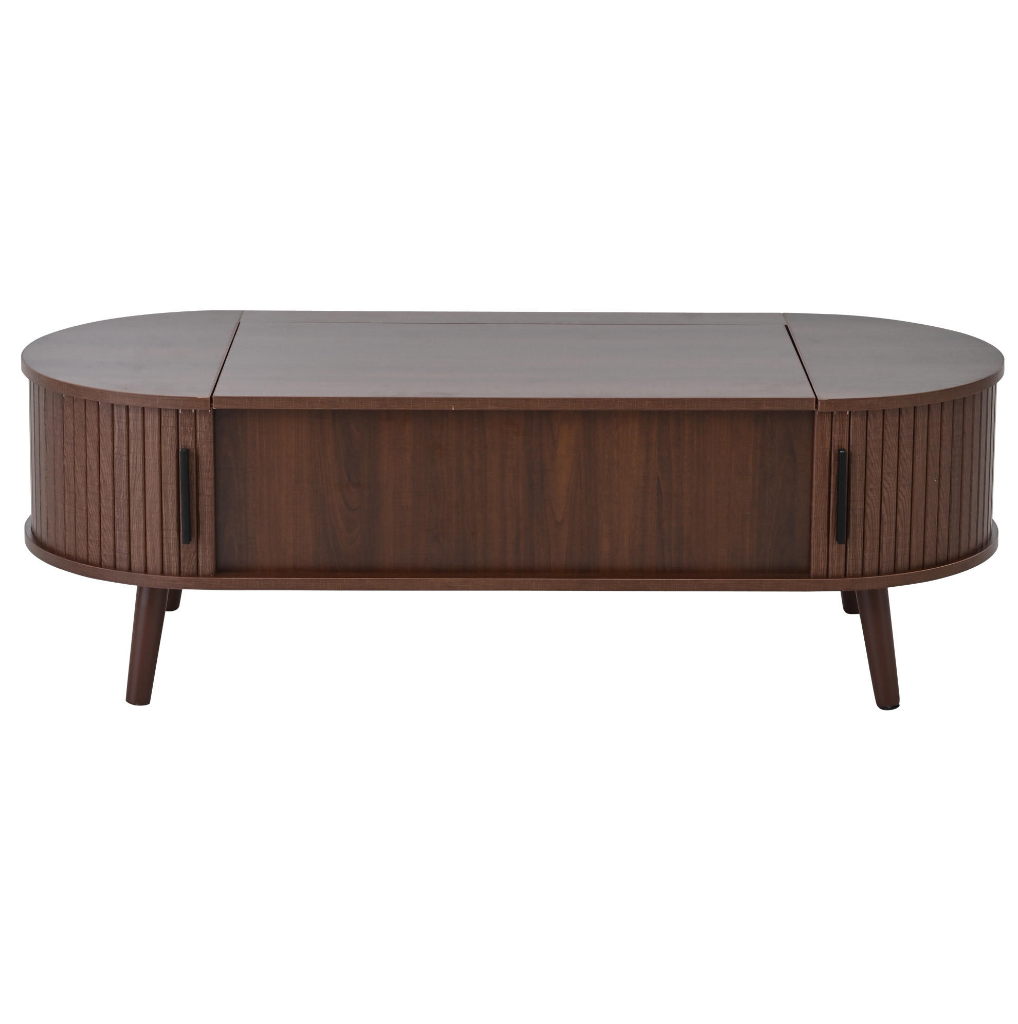 COUCHTISCH 120/50 cm höhenverstellbar mit verstecktem Stauraum in Nussbaum - Nussbaumfarben, Holzwerkstoff (120/50/39.5cm) - BEAOK