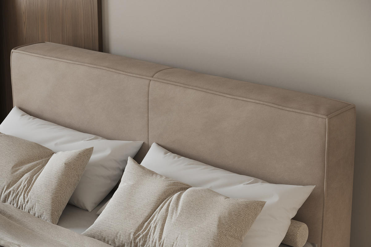 POLSTERBETT MITTO mit Bettkasten, Doppelbett - 180x200 cm - Beige/Naturfarben, Holz/Textil (180/200cm) - mybed.