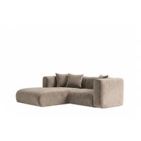 ECKSOFA L-Form mini, Velvet-Stoff Bluvel, Latte, Links, GRETA - Hellbraun, Holz (226/179cm) - Kaiser Möbel