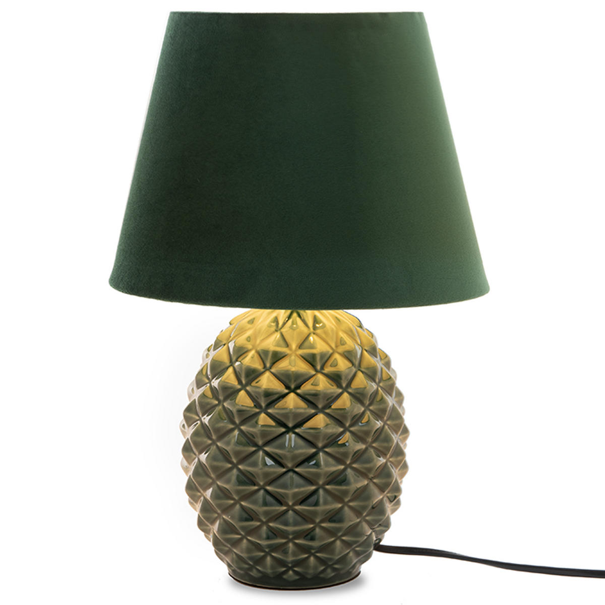 TISCHLEUCHTE FRUCTU, Tischlampe, 2-er Set, Grün - Grün, Keramik/Textil (25/25/38cm) - KONSIMO®