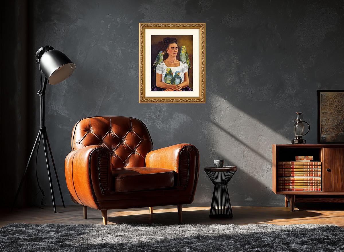 BILD gerahmt 53x63 cm Frida Kahlo Portrait - Braun, Holz (53/63cm) - artissimo