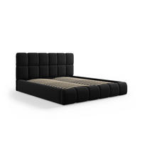 BETT mit Bettkasten und Kopfteil Bellis aus Samt schwarz 200x200cm - Schwarz, Textil (200/200cm) - Micadoni