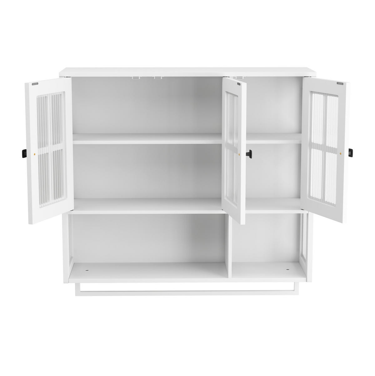KÜCHENOBERSCHRANK 88/26/82,5 cm in Weiß mit Glasfront und verstellbaren Böden - Weiß, Holzwerkstoff (88/82.5/26cm) - BEAOK