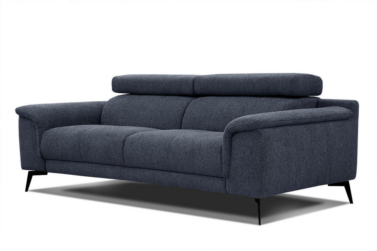 SOFA FIERO 3-Sitzer, dunkelblau - Schwarz/Dunkelblau, Holzwerkstoff/Textil (212/82/103cm) - Courtois Laville