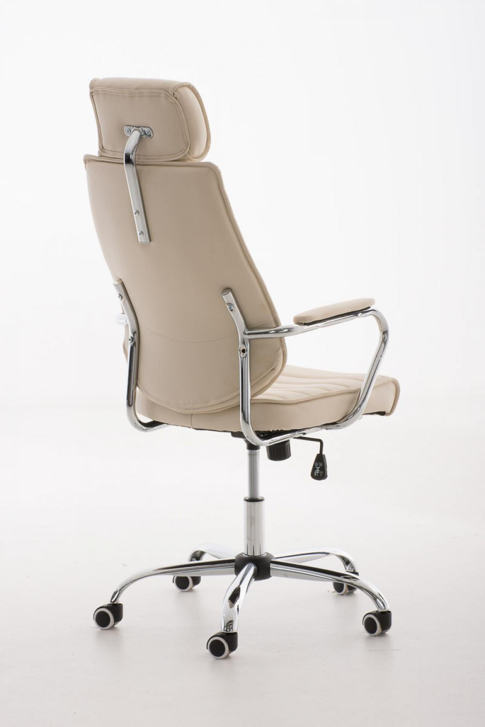 CHEFSESSEL Lederlook creme - Chromfarben/Creme, Textil/Metall (60/117/67cm) - CLP