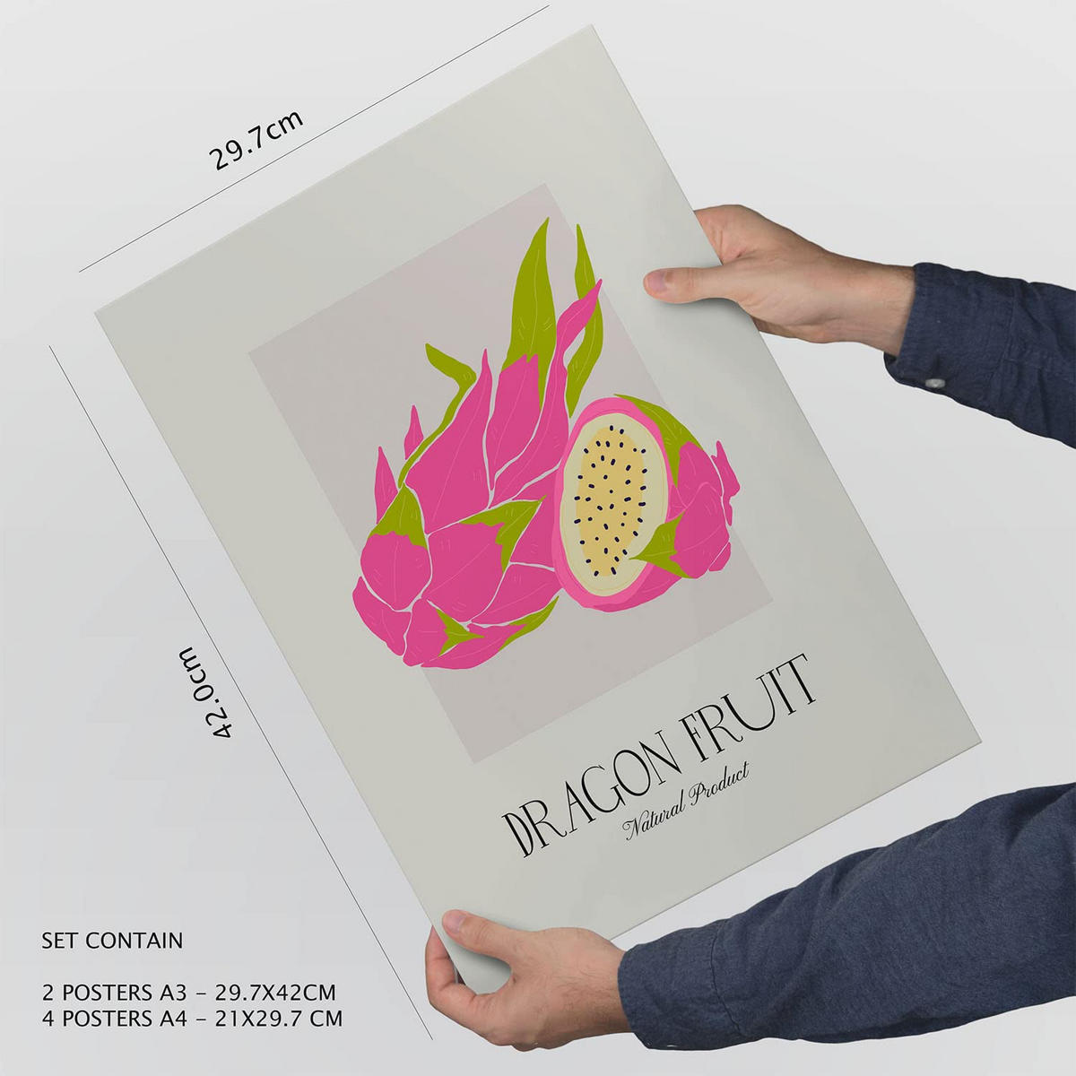 POSTER Set Mit 6 Lebensmittel Und Ernährungs Beeren Natur Und Botanikdrucke Für Innenarchitektur A3 & A4 Weißer Rahmen - Weiß, Papier (29/3cm) - Nacnic