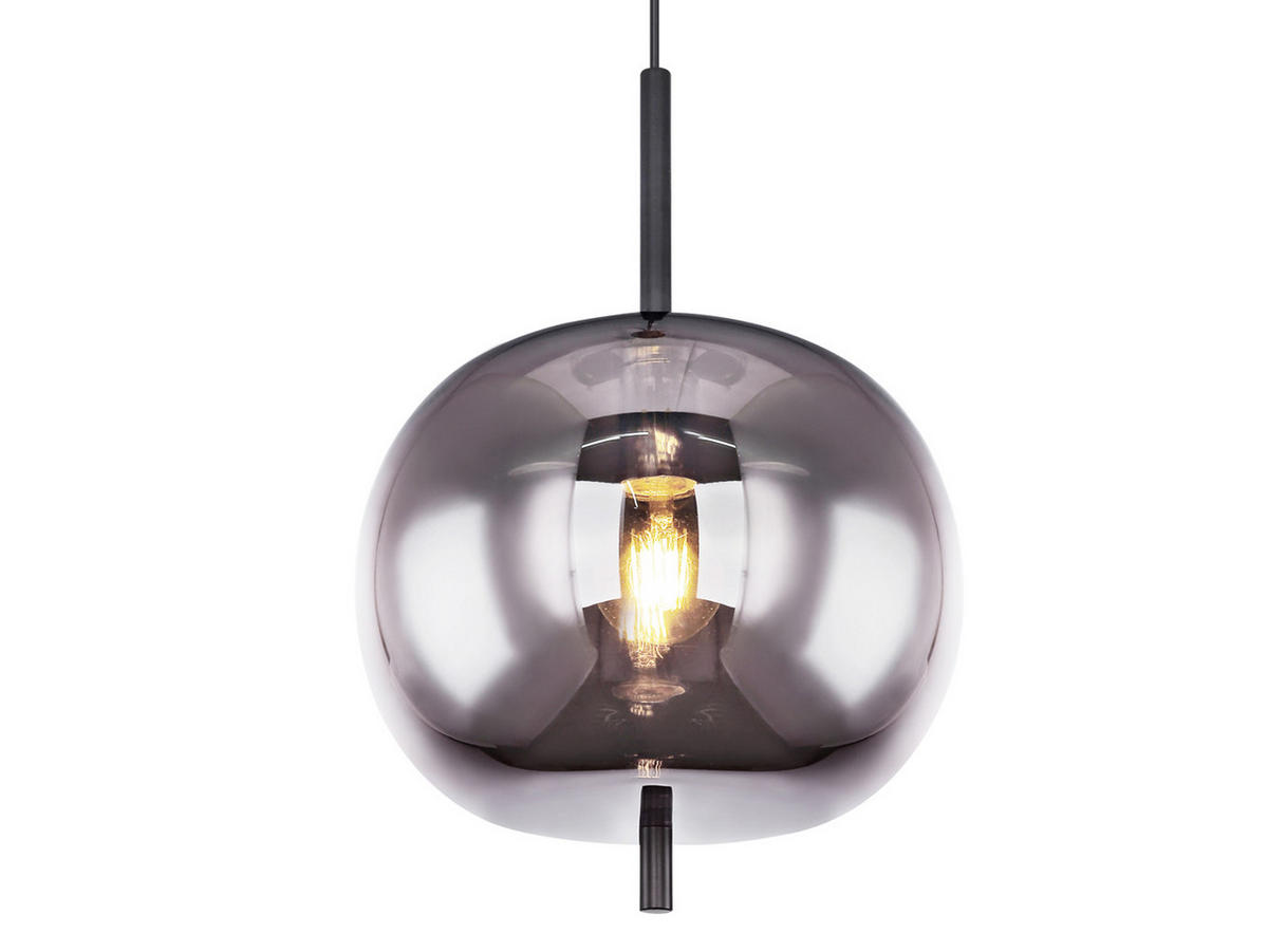 LED-PENDELLEUCHTE Schwarz Ø30cm, Glaskugel Rauchglas - Schwarz, Glas/Metall (30/30/120cm) - meineWunschleuchte
