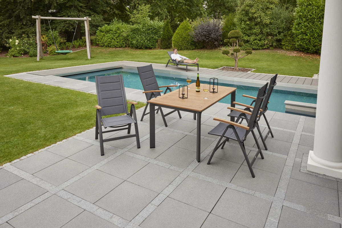 KLAPPSTUHL New Jersey Gartenstuhl Klappsessel Teakholz Anthrazit - Naturfarben, Holz (75/112/61cm) - dasmöbelwerk